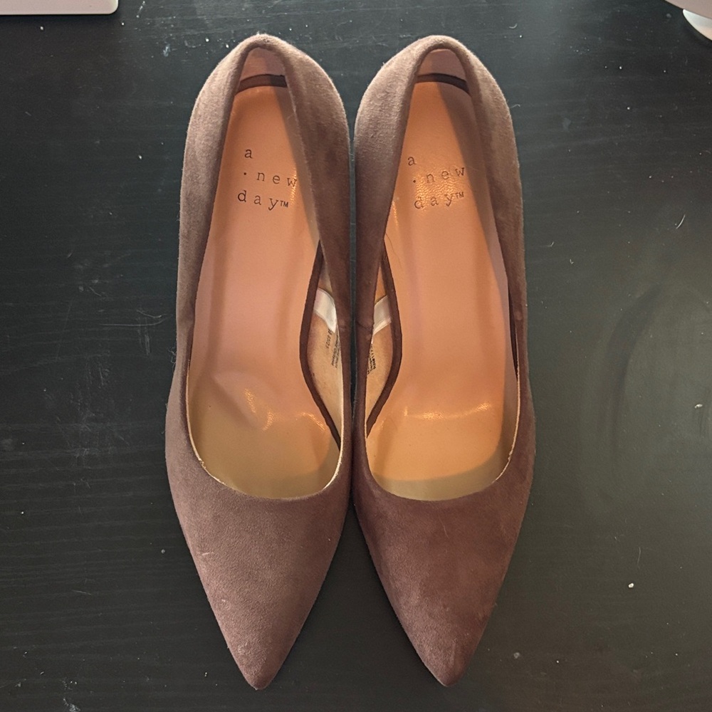 A New Day Chocolate Suede Heels